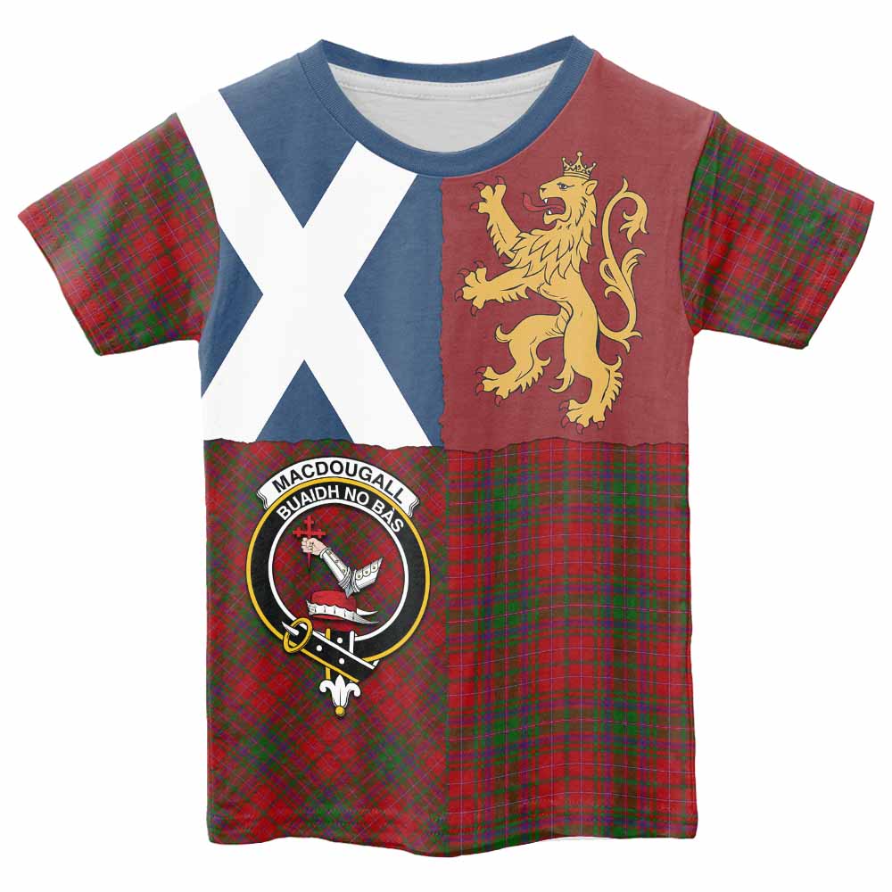 MacDougall (McDougall) Crest Tartan Kid T-shirt with Lion Rampant Saltire Style - Tartan Vibes Clothing