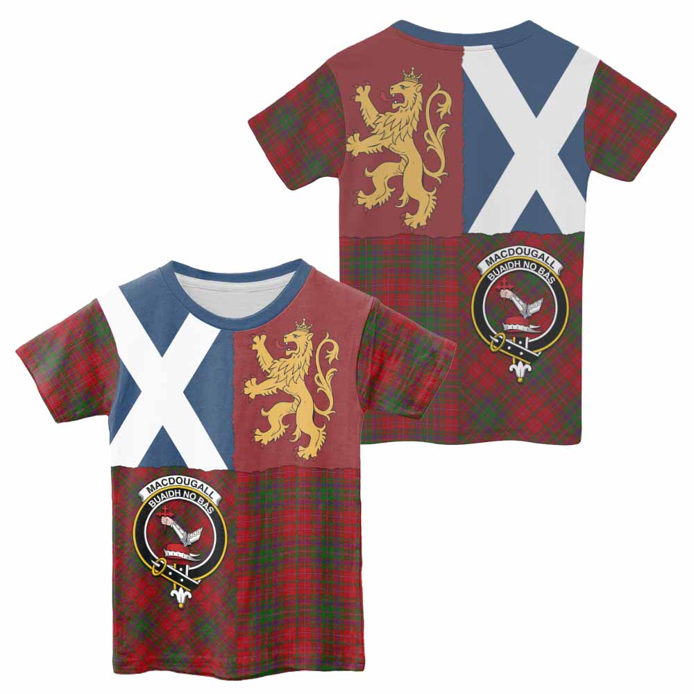 MacDougall (McDougall) Crest Tartan Kid T-shirt with Lion Rampant Saltire Style - Tartan Vibes Clothing