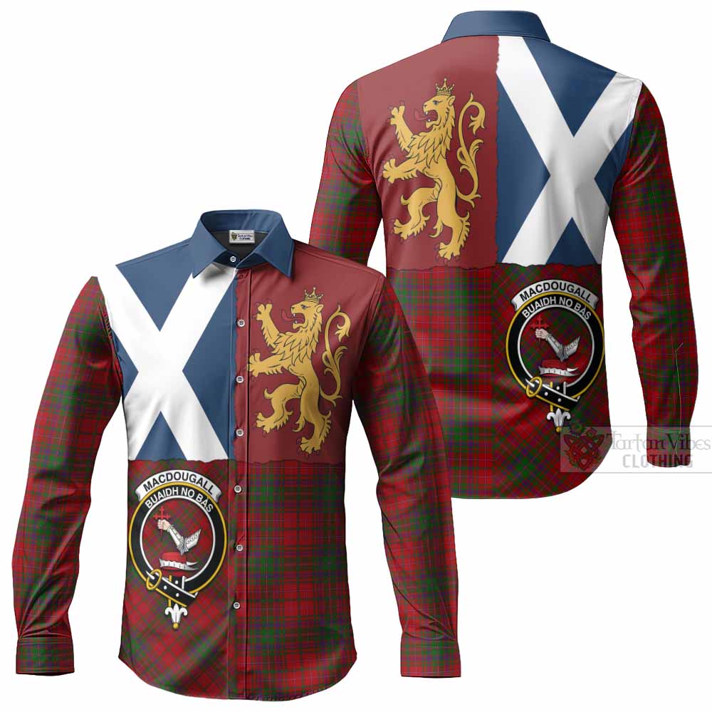 MacDougall (McDougall) Crest Tartan Long Sleeve Button Shirts with Lion Rampant Saltire Style