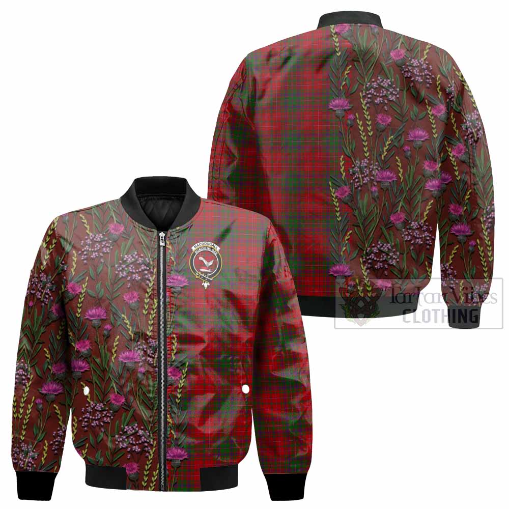 MacDougall (McDougall) Family Crest Tartan Bomber Jacket Scottish Thistle Flower Pattern Half Style - Tartan Vibes Clothing