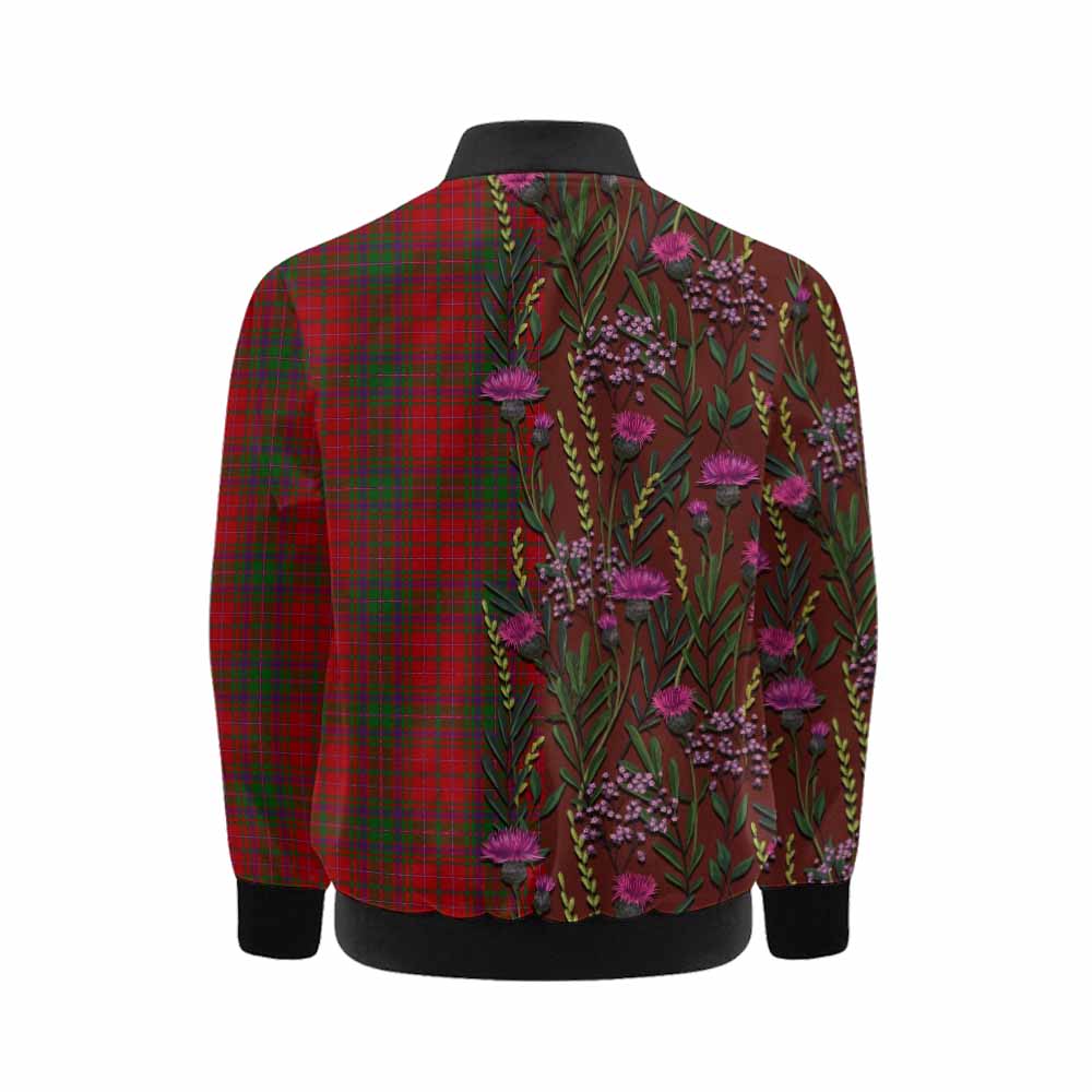 MacDougall (McDougall) Family Crest Tartan Kid Bomber Jacket Scottish Thistle Flower Pattern Half Style - Tartan Vibes Clothing