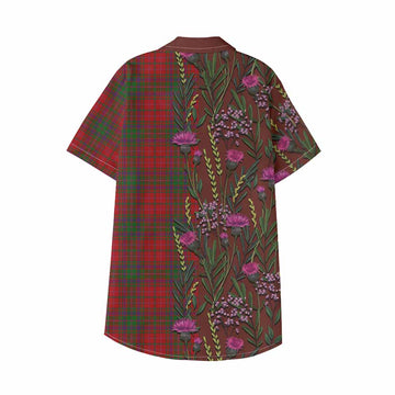 MacDougall (McDougall) Family Crest Tartan Kid Hawaiian Shirt Scottish Thistle Flower Pattern Half Style - Tartan Vibes Clothing