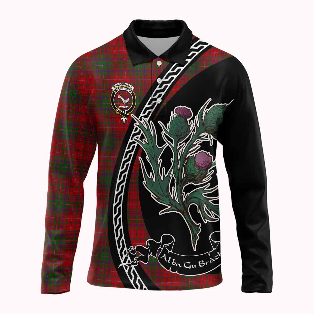 MacDougall (McDougall) Family Crest Tartan Long Sleeve Polo Shirt Alba Thistle Inspired - Tartan Vibes Clothing