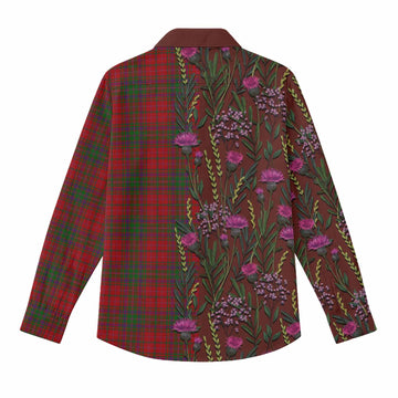 MacDougall (McDougall) Family Crest Tartan Women Casual Shirt Scottish Thistle Flower Pattern Half Style - Tartan Vibes Clothing
