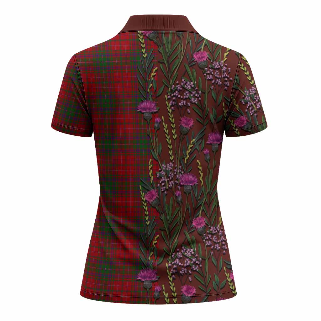 MacDougall (McDougall) Family Crest Tartan Women Polo Shirt Scottish Thistle Flower Pattern Half Style - Tartan Vibes Clothing