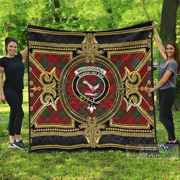 MacDougall (McDougall) Scottish Tartan Crest Premium Quilt Royal Stylized