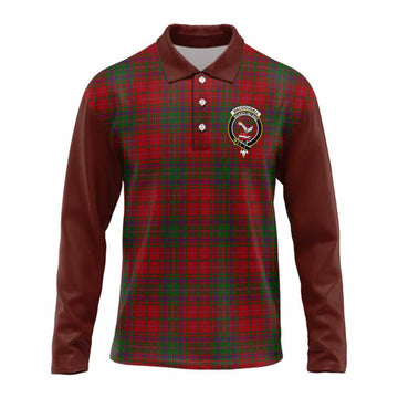 MacDougall (McDougall) Tartan Accent Long Sleeve Polo Shirt with Family Crest