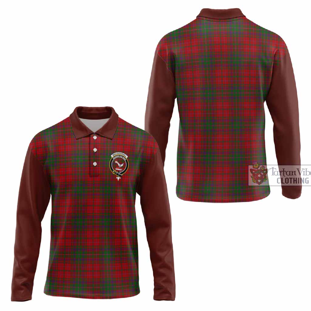 MacDougall (McDougall) Tartan Accent Long Sleeve Polo Shirt with Family Crest