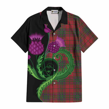 MacDougall (McDougall) Tartan Cotton Hawaiian Shirt Traditional Scottish Thistle