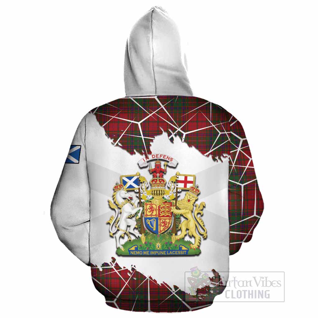 MacDougall (McDougall) Tartan Cotton Hoodie with Family Crest and Lion Rampant Grunge Style