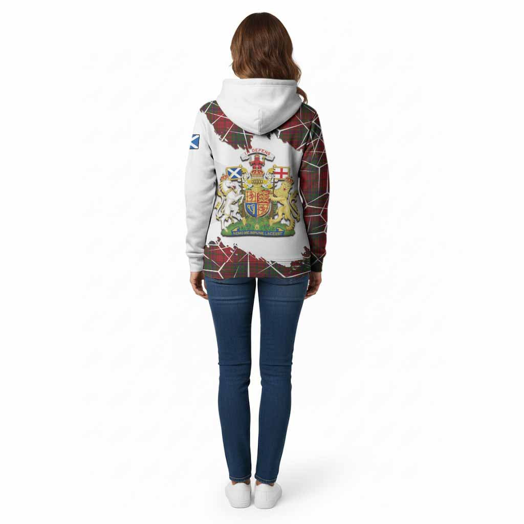 MacDougall (McDougall) Tartan Cotton Hoodie with Family Crest and Lion Rampant Grunge Style