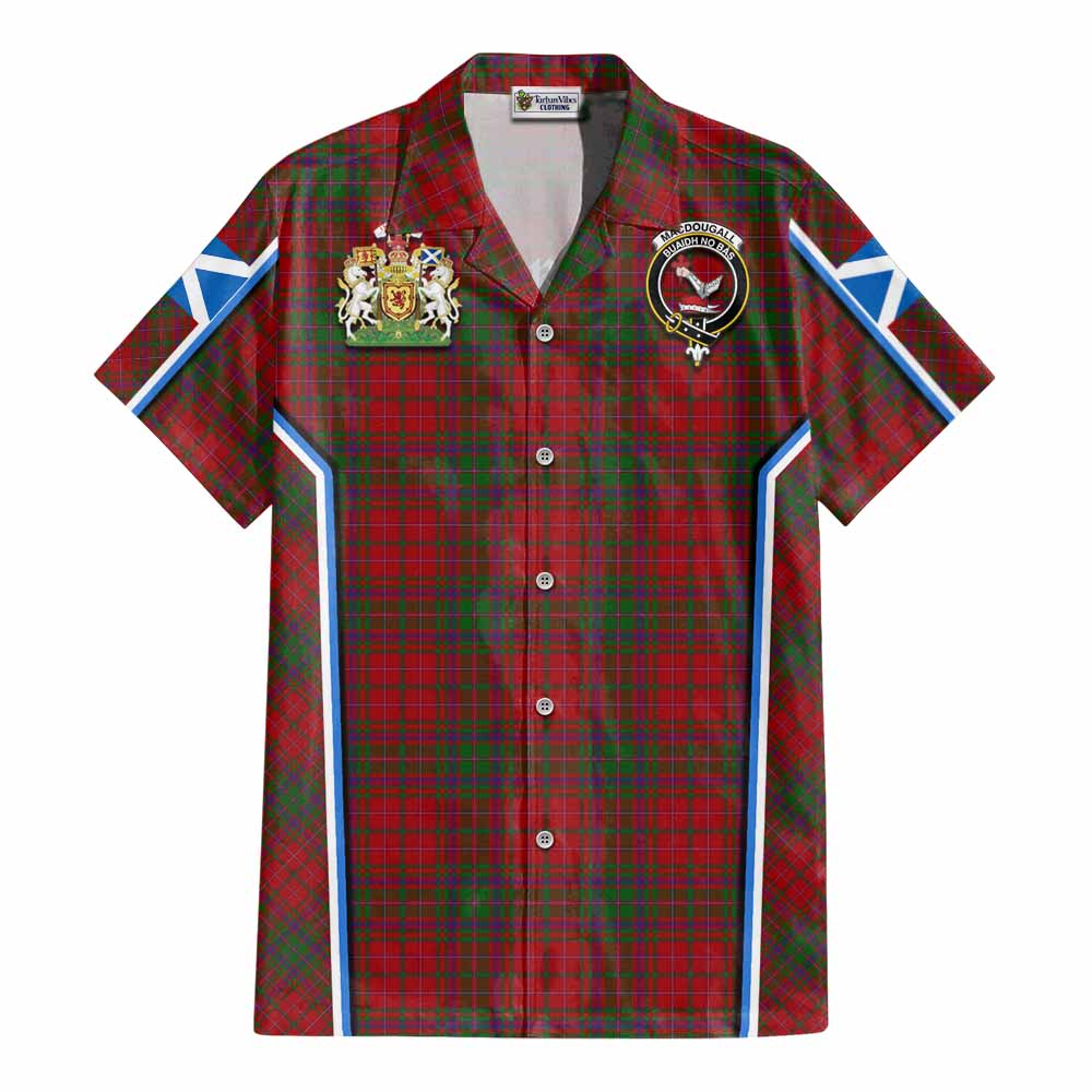 MacDougall (McDougall) Tartan Crest Cotton Hawaiian Shirt Scotland Coat of Arm Flag Style - Tartan Vibes Clothing