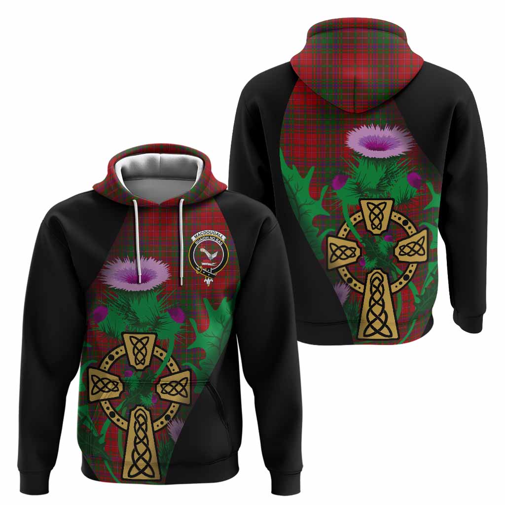 MacDougall (McDougall) Tartan Crest Hoodie Celtic Cross Thistle Flowers
