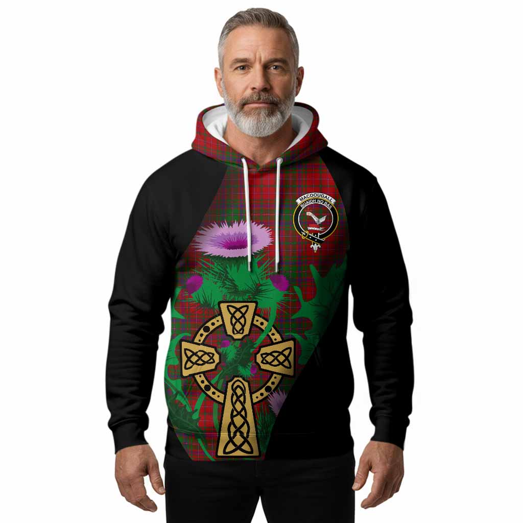 MacDougall (McDougall) Tartan Crest Hoodie Celtic Cross Thistle Flowers