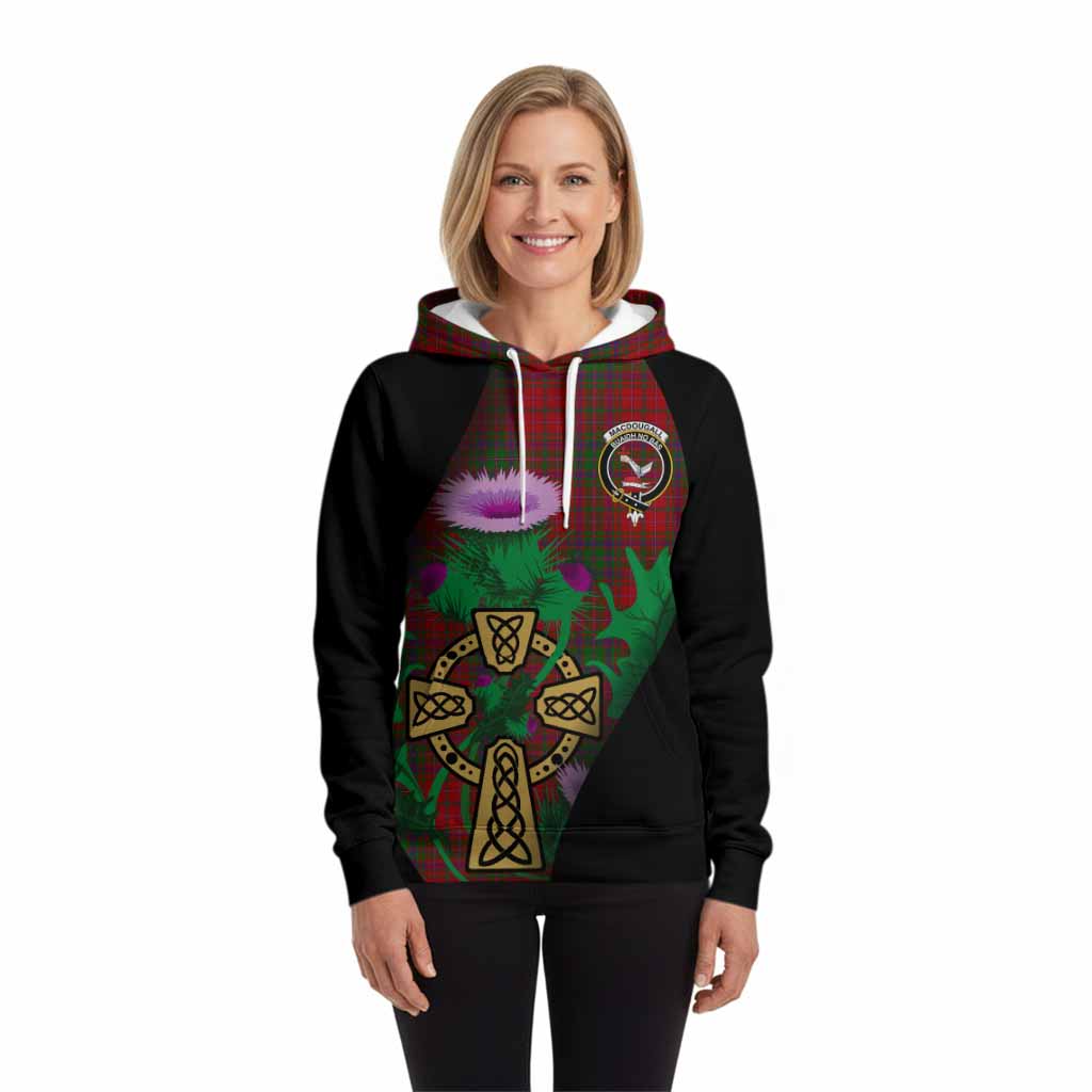 MacDougall (McDougall) Tartan Crest Hoodie Celtic Cross Thistle Flowers