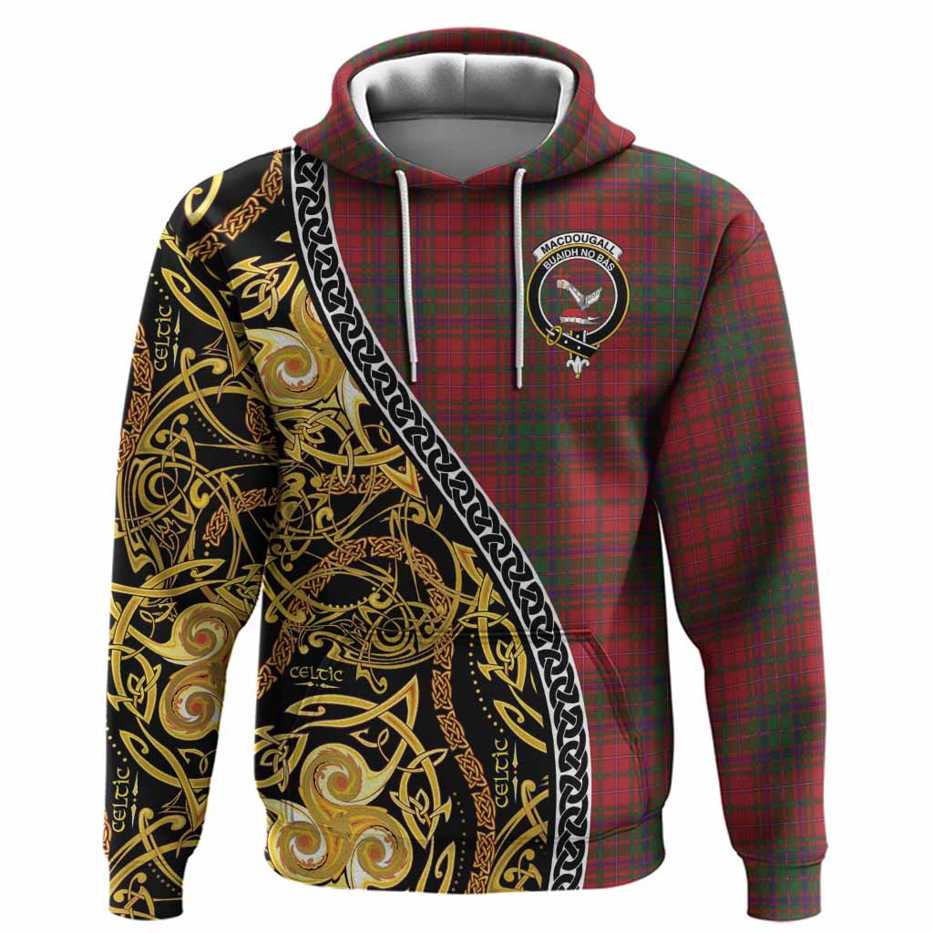 MacDougall (McDougall) Tartan Crest Hoodie Celtic Knot and Triple Trickle Spiral Symbols