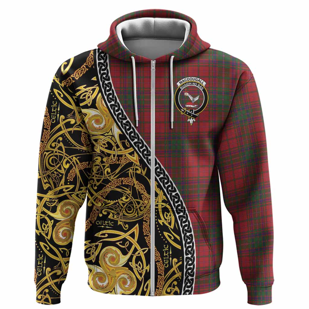 MacDougall (McDougall) Tartan Crest Hoodie Celtic Knot and Triple Trickle Spiral Symbols