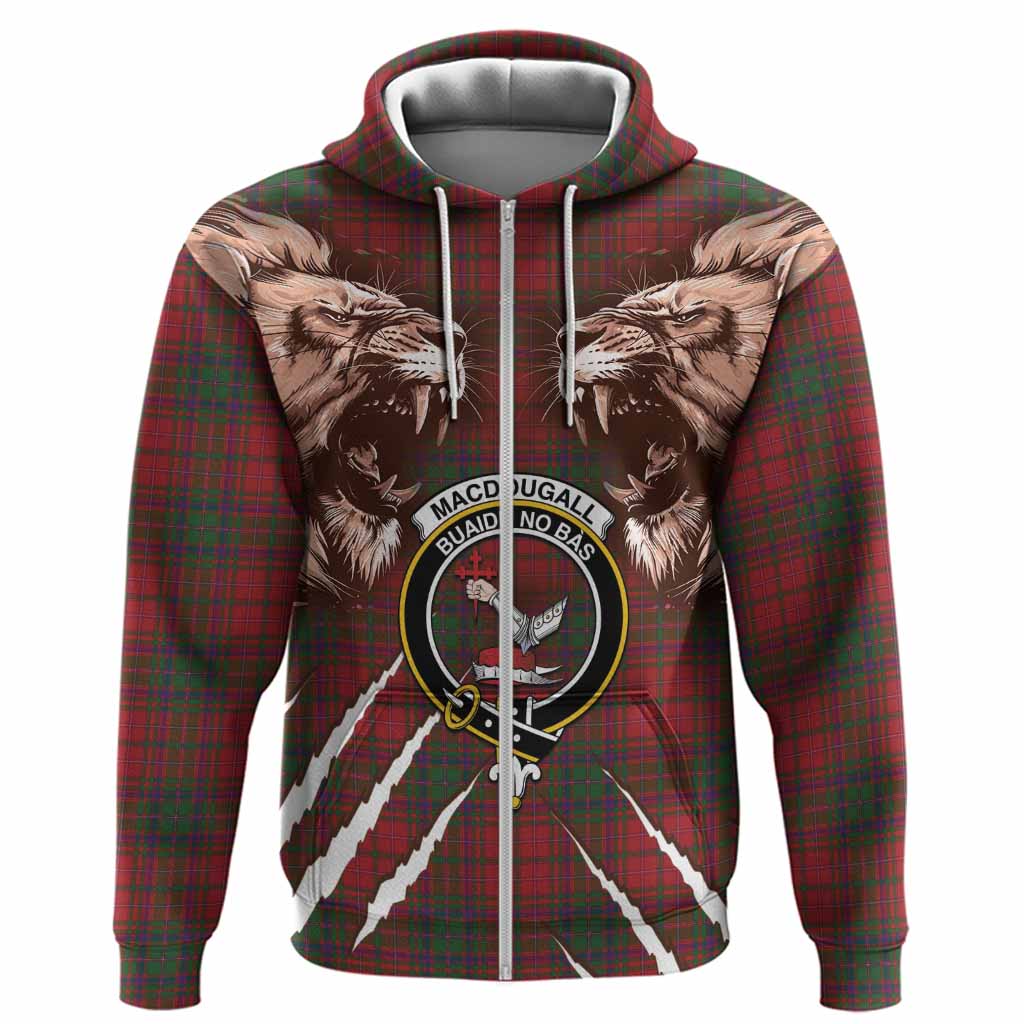 MacDougall (McDougall) Tartan Crest Hoodie Ferocious Lion Style
