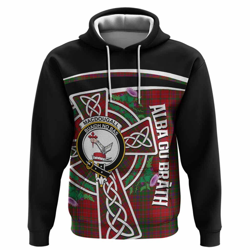 MacDougall (McDougall) Tartan Crest Hoodie Scottish Thistle Celtic Cross Alba Gu Brath