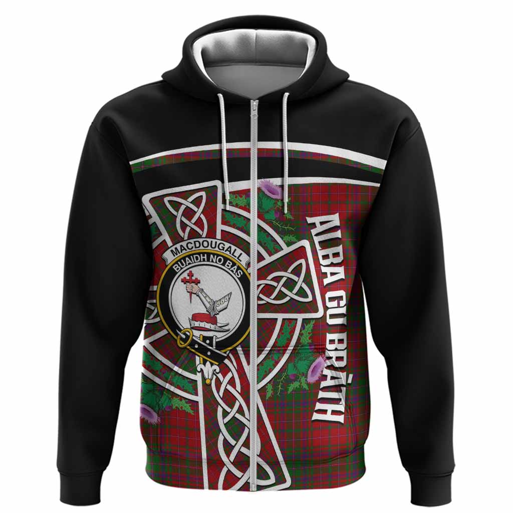 MacDougall (McDougall) Tartan Crest Hoodie Scottish Thistle Celtic Cross Alba Gu Brath