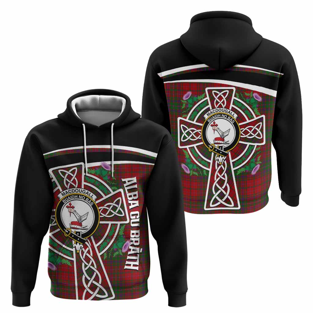 MacDougall (McDougall) Tartan Crest Hoodie Scottish Thistle Celtic Cross Alba Gu Brath