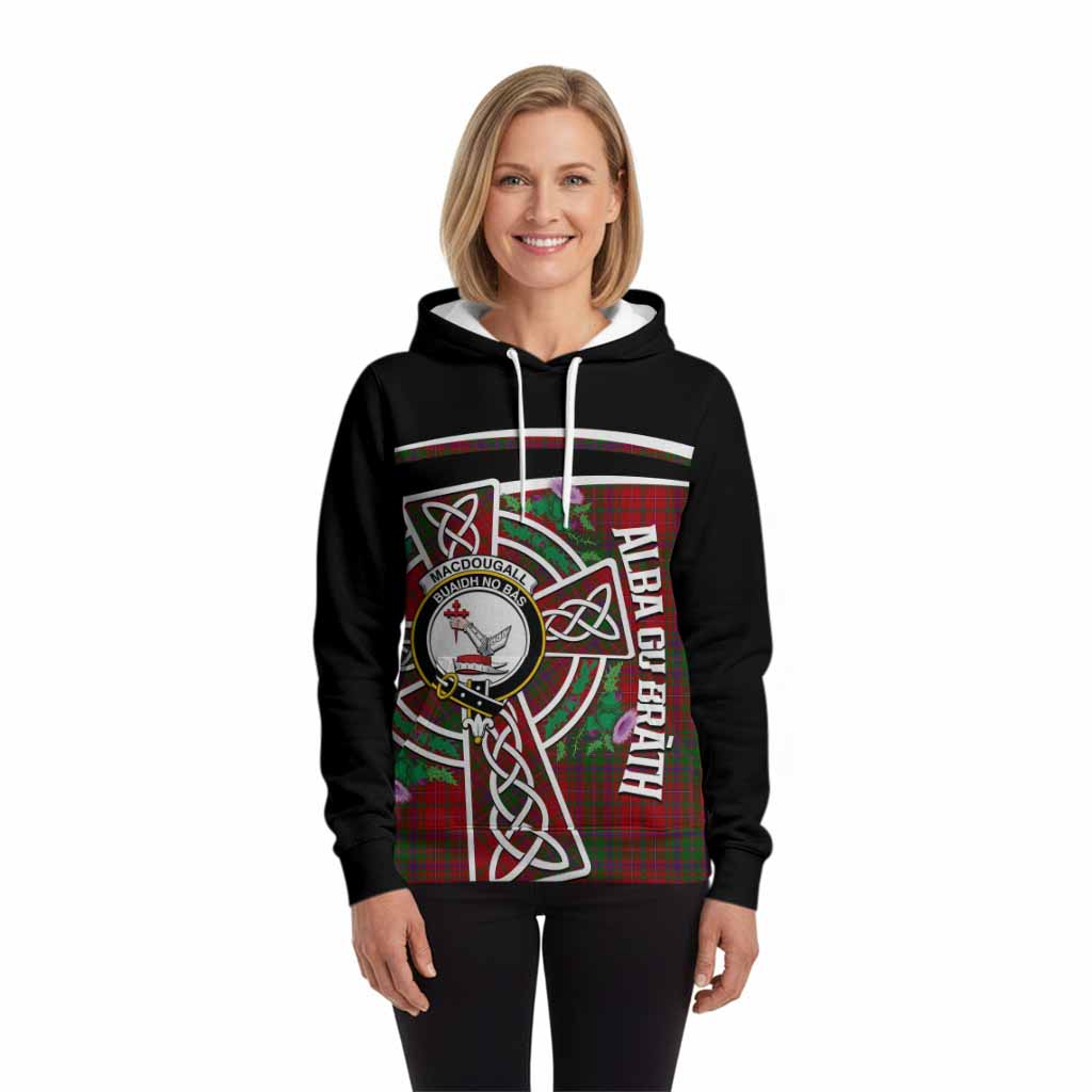 MacDougall (McDougall) Tartan Crest Hoodie Scottish Thistle Celtic Cross Alba Gu Brath