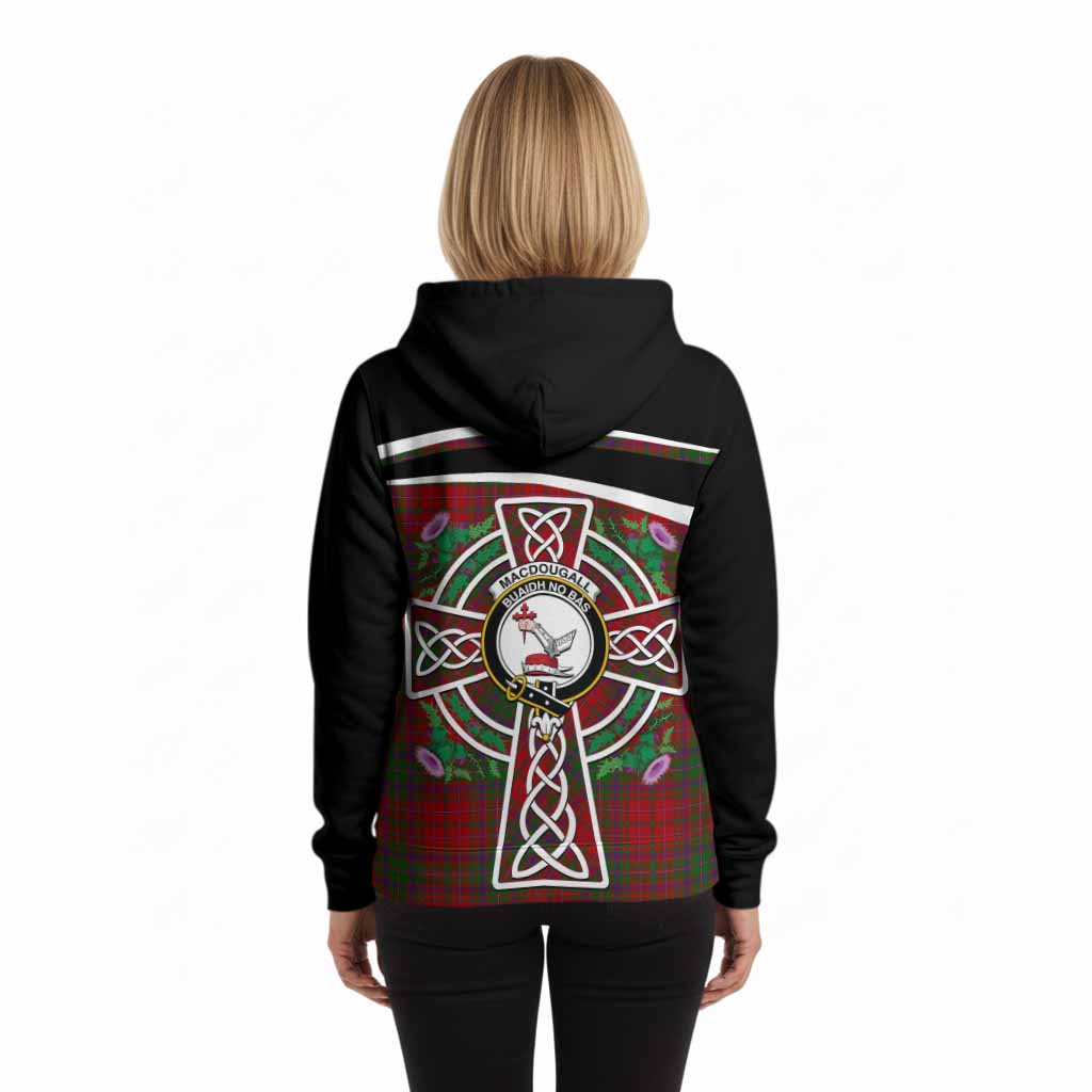 MacDougall (McDougall) Tartan Crest Hoodie Scottish Thistle Celtic Cross Alba Gu Brath