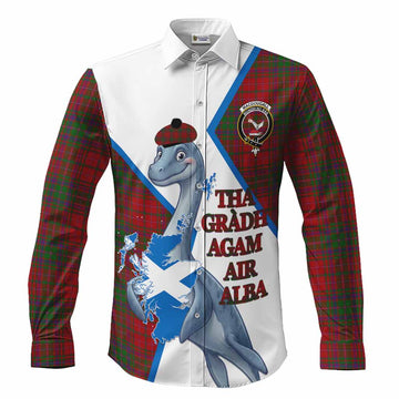 MacDougall (McDougall) Tartan Crest Loch Ness Monster Long Sleeve Button Shirts Nessie Scottish Map Tha Gradh Agam Air Alba