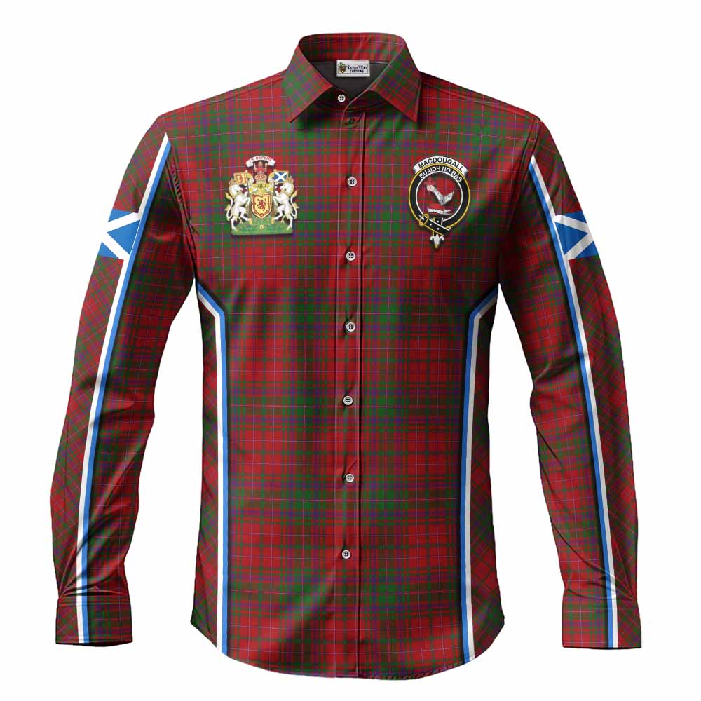 MacDougall (McDougall) Tartan Crest Long Sleeve Button Shirts Scotland Coat of Arm Flag Style - Tartan Vibes Clothing
