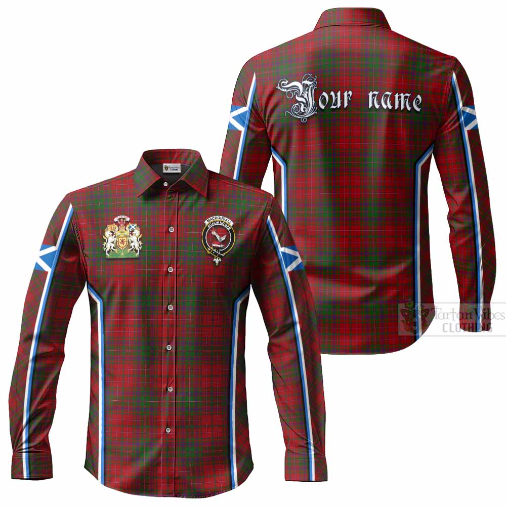MacDougall (McDougall) Tartan Crest Long Sleeve Button Shirts Scotland Coat of Arm Flag Style - Tartan Vibes Clothing