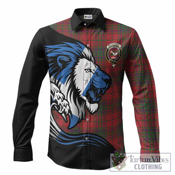 MacDougall (McDougall) Tartan Crest Long Sleeve Button Shirts Scottish Golden Lions Wave Flow