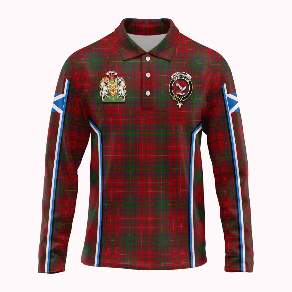 MacDougall (McDougall) Tartan Crest Long Sleeve Polo Shirt Scotland Coat of Arm Flag Style - Tartan Vibes Clothing