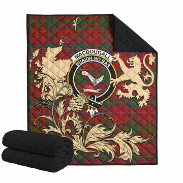 MacDougall (McDougall) Tartan Crest Premium Quilt with Scottish Iconic Symbols 