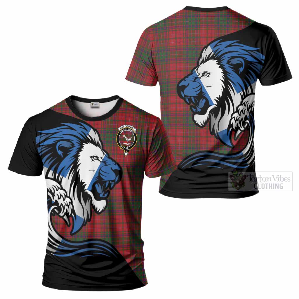MacDougall (McDougall) Tartan Crest T-Shirt Scottish Golden Lions Wave Flow