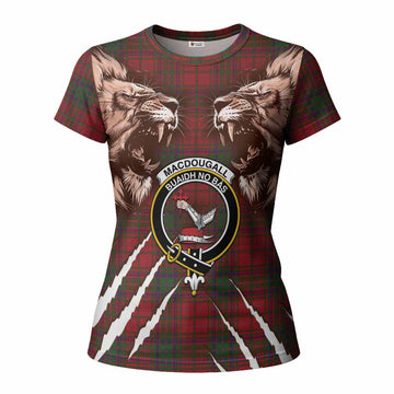 MacDougall (McDougall) Tartan Crest Women T shirt Ferocious Lion Style