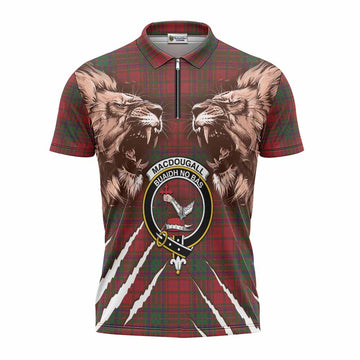 MacDougall (McDougall) Tartan Crest Zipper Polo Shirt Ferocious Lion Style