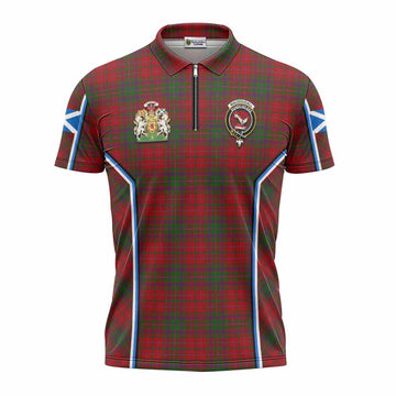 MacDougall (McDougall) Tartan Crest Zipper Polo Shirt Scotland Coat of Arm Flag Style
