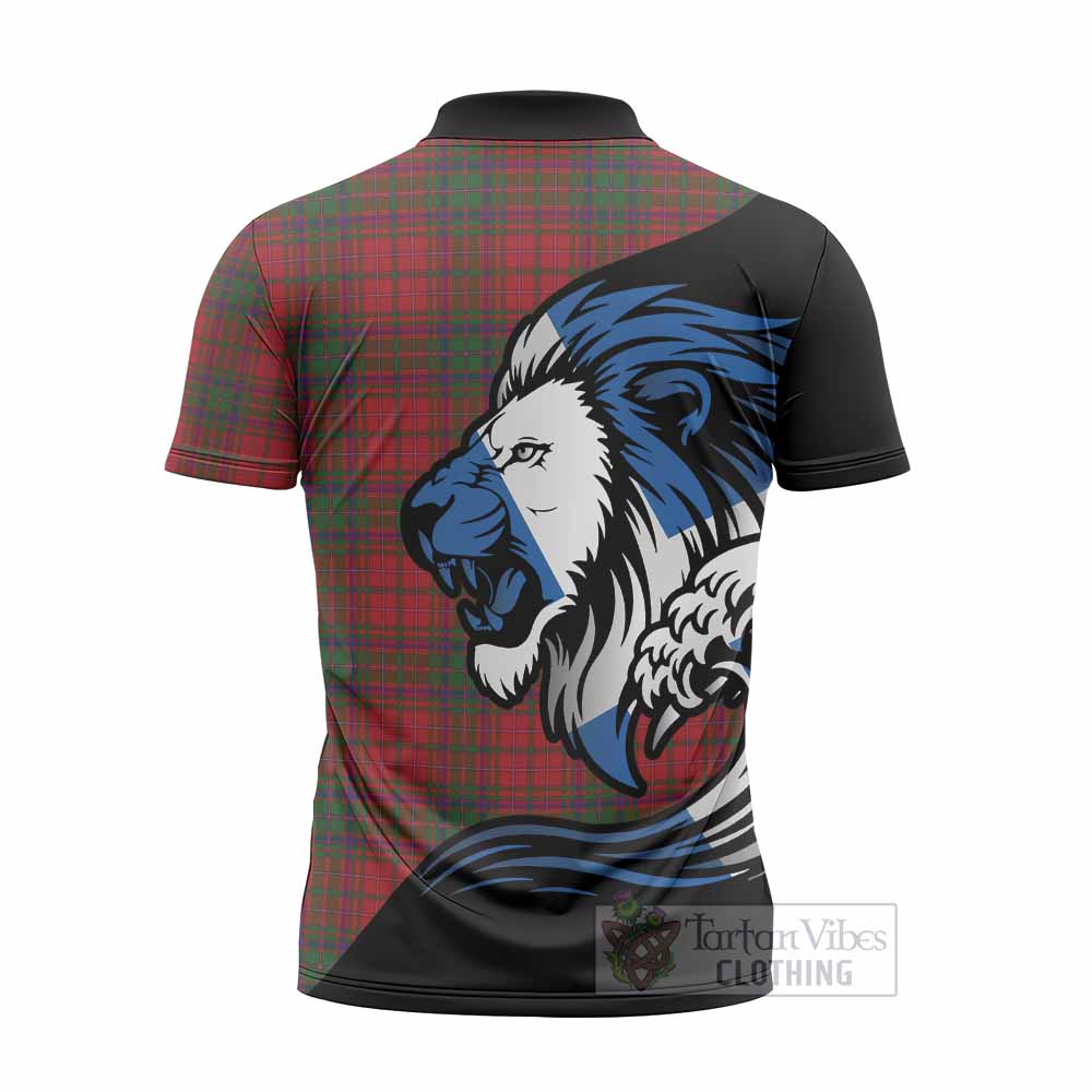 MacDougall (McDougall) Tartan Crest Zipper Polo Shirt Scottish Golden Lions Wave Flow