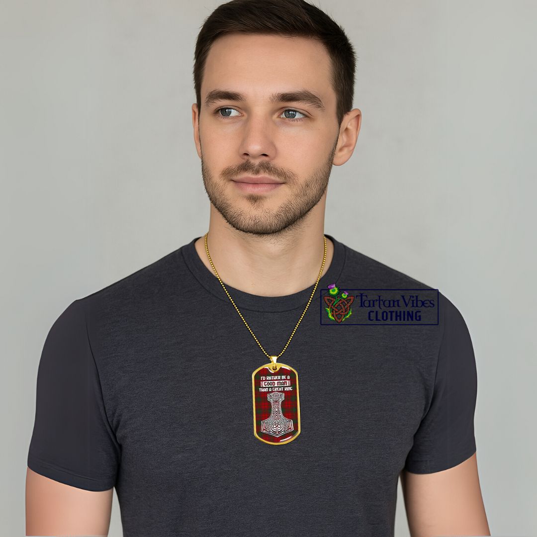 MacDougall (McDougall) Tartan Dog Tag Necklace Viking Mjolnir Style