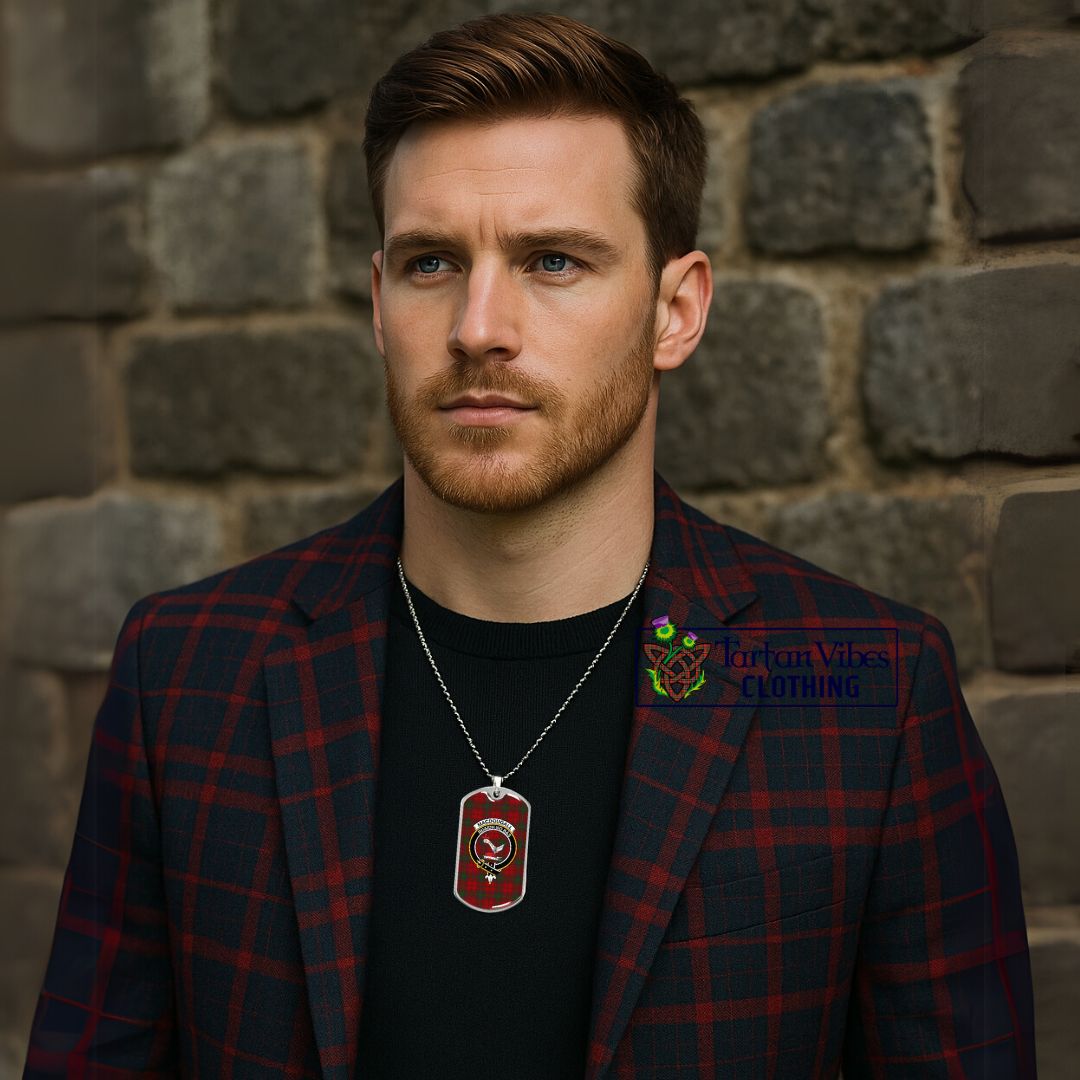 MacDougall (McDougall) Tartan Dog Tag Necklace with Family Crest