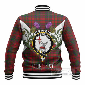 MacDougall (McDougall) Tartan Family Crest Baseball Jacket Scottish Burns Night Thistle Floral