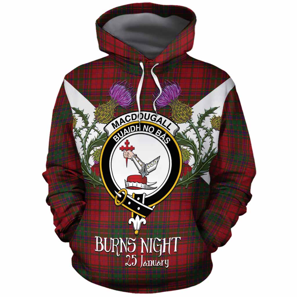 MacDougall (McDougall) Tartan Family Crest Cotton Hoodie Scottish Burns Night Thistle Floral