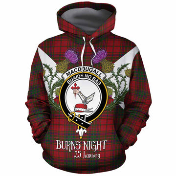 MacDougall (McDougall) Tartan Family Crest Cotton Hoodie Scottish Burns Night Thistle Floral