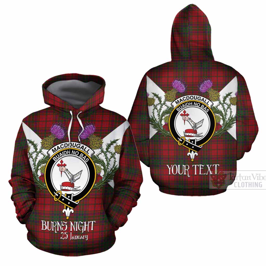 MacDougall (McDougall) Tartan Family Crest Cotton Hoodie Scottish Burns Night Thistle Floral