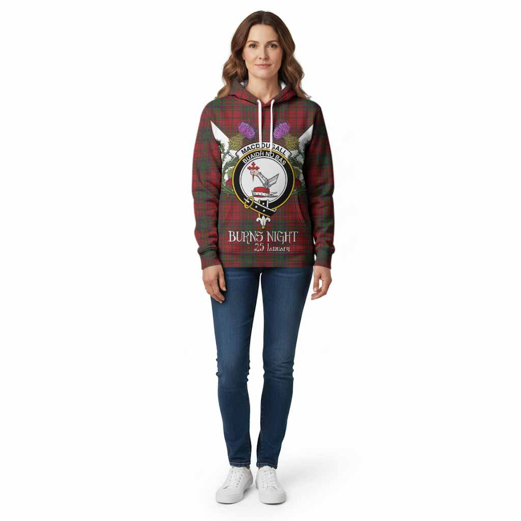 MacDougall (McDougall) Tartan Family Crest Cotton Hoodie Scottish Burns Night Thistle Floral