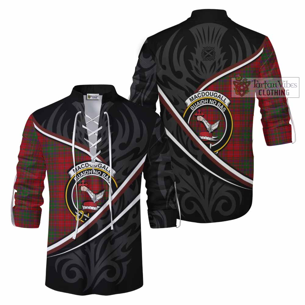 MacDougall (McDougall) Tartan Family Crest Ghillie Kilt Shirt Celtic Scottish Thistle Floral - Tartan Vibes Clothing