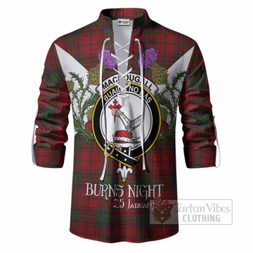 MacDougall (McDougall) Tartan Family Crest Ghillie Shirt Scottish Burns Night Thistle Floral