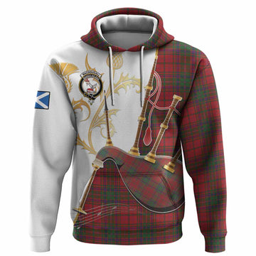 MacDougall (McDougall) Tartan Family Crest Hoodie Bagpipes with Scottish Thistle