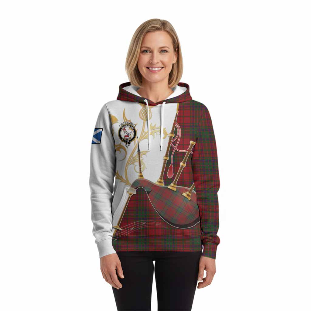 MacDougall (McDougall) Tartan Family Crest Hoodie Bagpipes with Scottish Thistle