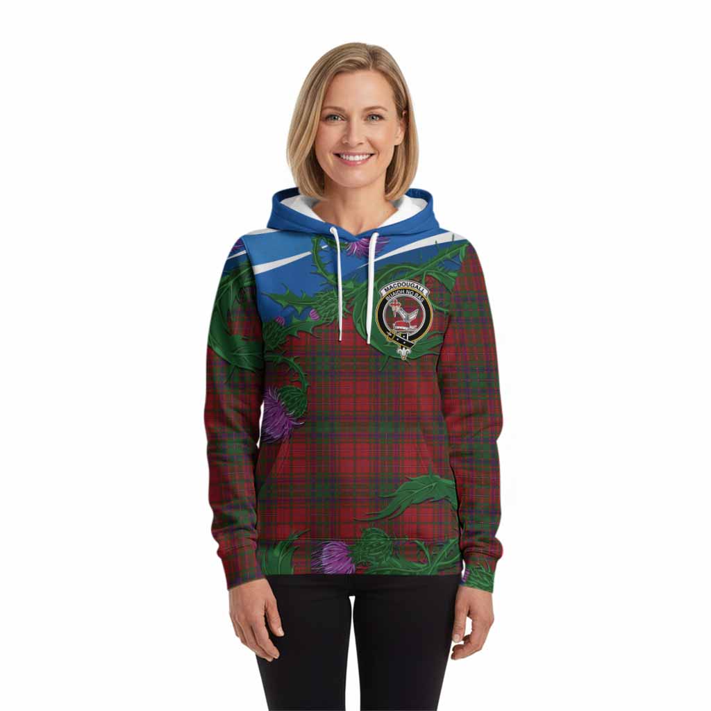 MacDougall (McDougall) Tartan Family Crest Hoodie Thistle in Minimalism